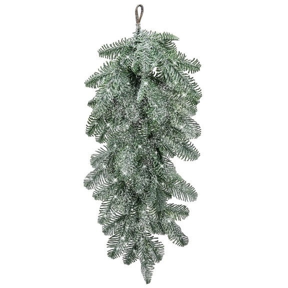 Summercome Artificial Christmas Teardrop Swag, 26" Faux Norfolk Pine Teardrop Door Swag, Real Touch Greenery Pine Wreath Staircase Swags for Xmas Holiday Door Mantle Fireplace Decor Indoor Outdoor