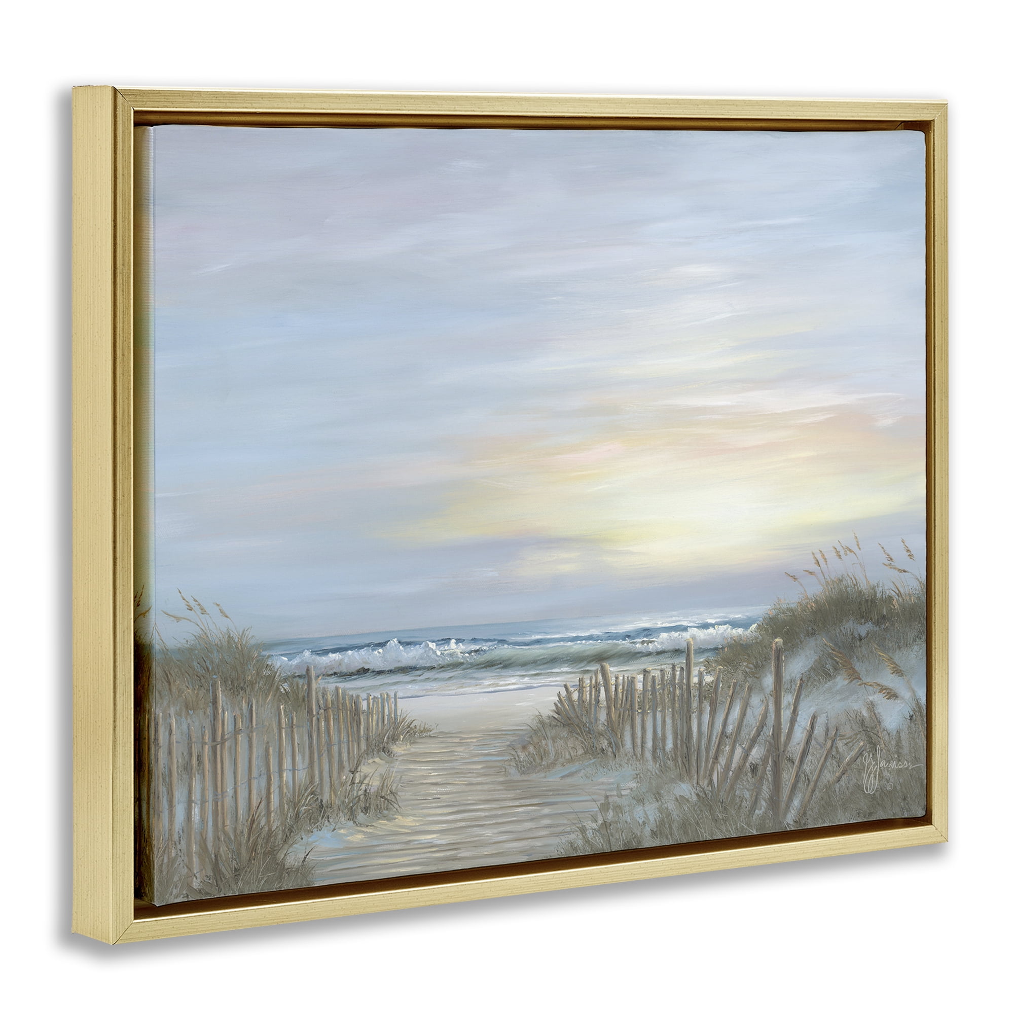 Stupell Industries Serenity Path Sunset Gold Framed Floater Canvas Wall Art, design by Georgia Janisse