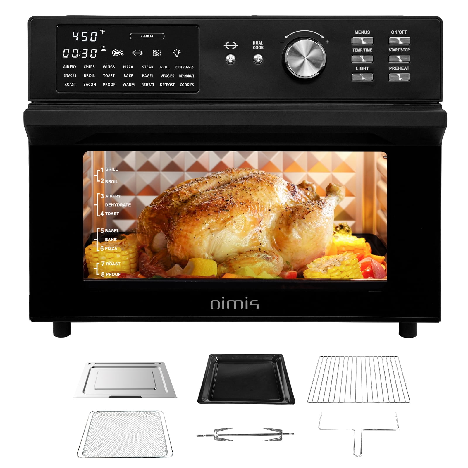 Beelicious® 32 Quart Air Fryer Ovens, Extra Large Air Fryer with Rotisserie  and Dehydrator, 19-in-1 Toaster Oven Convection Oven Combo, 6 Accessories