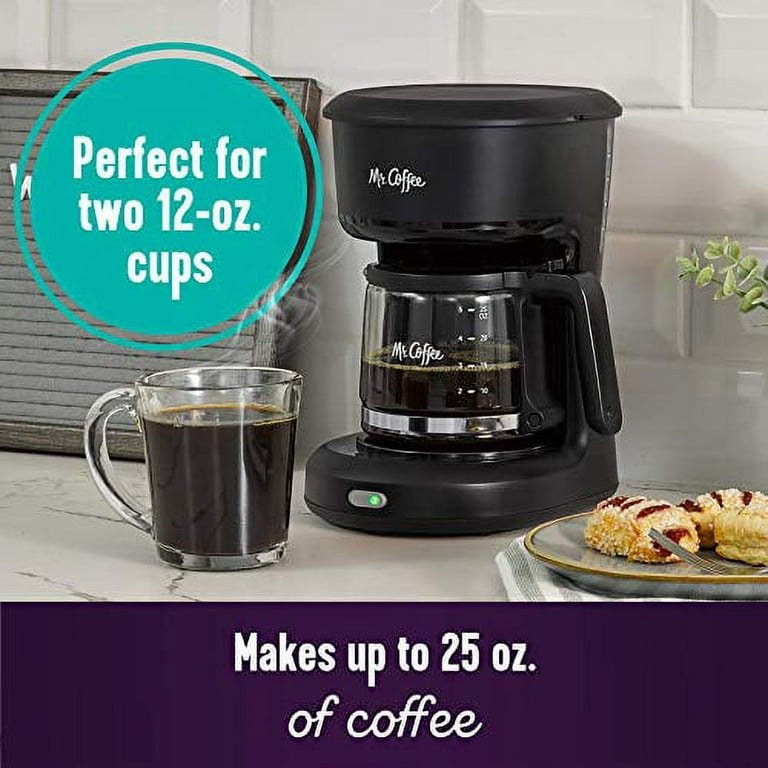 Mr. Coffee Coffee Maker, Programmable Coffee Machine with Auto Pause and  Glass Carafe, 5 Cups, Black