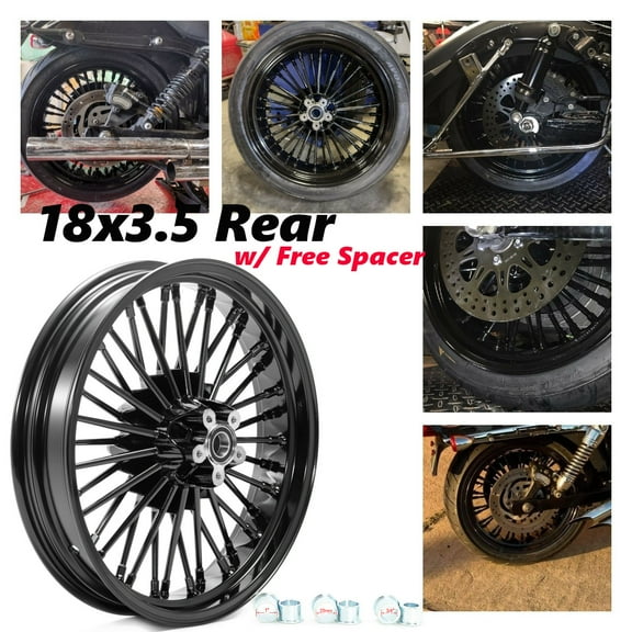 18x3.5 Rear Fat Spoke Wheel Rim for Harley Heritage Softail Classic FLSTC 2000-2017 Road Glide FLTR 1998-2008 Road King FLHR 94-08 Fatboy FLFB FLSTF Deluxe Touring Bagger Bike 1984-2008