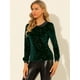 thumbnail image 4 of Blusa de terciopelo con cuello Peter Pan Allegra K estampado de estrellas contraste mujer Verde L, 4 of 6