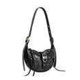 thumbnail image 4 of Bolso de hombro JW PEI Tessa de piel vegana negra aplastada para mujer, 4 of 6