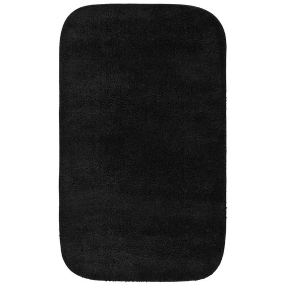Garland Rug Traditional Washable Nylon Black Bath Rug, 24" x 40"