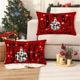 thumbnail image 3 of Red Merry Christmas Lumbar Decorative Rectangle Pillow Covers 12x20 Set of 4 Black White Buffalo Plaid Xmas Trees Joy to The World Holly Snowflake Pillow Case for Winter Holiday Decor, 3 of 6