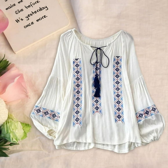 Blusa bordada para mujer, ropa elegante, jersey, blusa bohemia elegante e informal