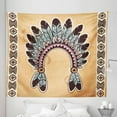 thumbnail image 1 of Tribal Tapestry, Feather Headband on Vintage Background Folk Aztec Illustration, Fabric Wall Hanging Decor for Bedroom Living Room Dorm, 5 Sizes, Pale Brown Mint, by Ambesonne, 1 of 1