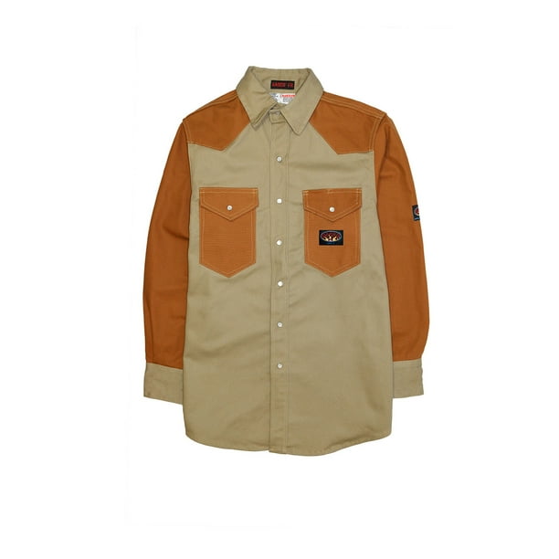 Rasco FR - Rasco FR Khaki-Brown Duck Two-Tone Duck Work Shirts with ...