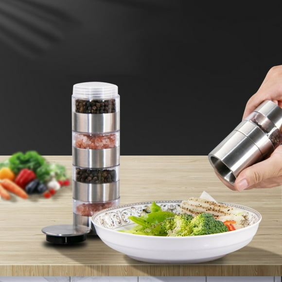 WIFKLSIIPG Stainless Steel Pepper Grinder Manual M.u.lti Function Sp.ice Mill with Ceramic Grinding Mechanism for S.al.t Pepper & Spices(Grey)