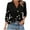 C Black, variant on Casual Collared Shirts for Women 3/4 Length Sleeve Blouses Business Tops V Neck Tunics Print Tshirts Navy XXL