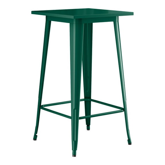 24" Square All Weather Emerald Metal Restaurant Patio Bar Height Table For Indoor or Outdoor Use