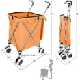 thumbnail image 5 of Wellmax WM99100 Series Folding Shopping Cart with Wheels, Grocery Cart with Removable Canvas with Cover, Lightweight Utility Cart for Groceries and Laundry - Holds up to 120 lbs Orange, 5 of 7