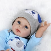 22inch 55cm Toddler Baby Doll Boy Silicone Body Boneca With Clothes Blue Eyes Lifelike Cute Gifts Toy Blue Dog