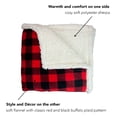 thumbnail image 4 of Arkwright Rustic Home Buffalo Plaid Throw Blanket, 50x70, Red and Black, Plaid Front with Soft Sherpa Back, 4 of 6