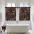 thumbnail image 4 of Japanese Style Kitchen Curtain for Berdoom Living Room Cafe 54 Inch Length, Farmhouse Brown Cat House Trees Flowers Tiers Curtains Light Filtering Drapes Window Treatment 2 Panels 52"Wx54"L, 4 of 8