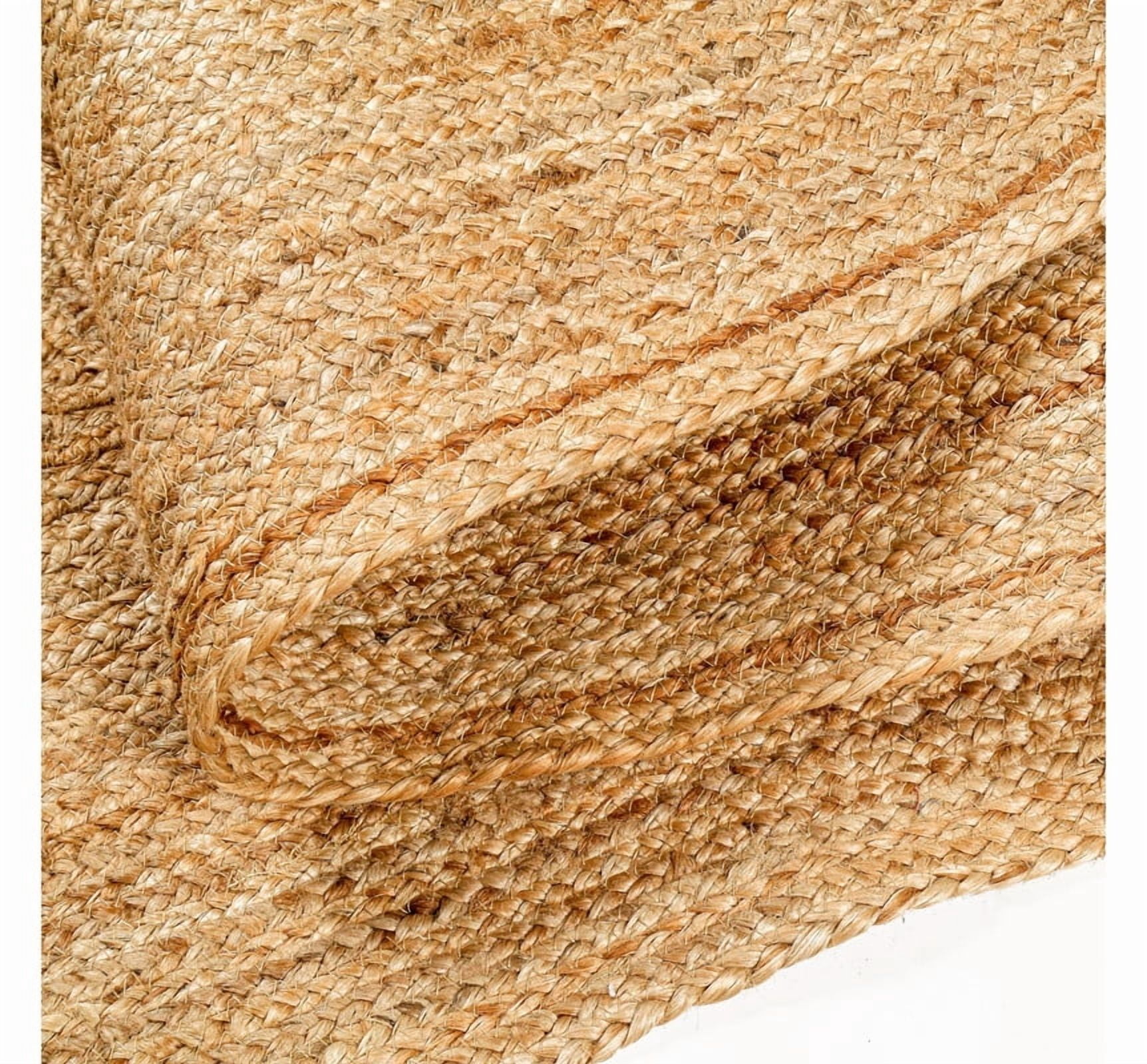 Handwoven Jute Area Rug Rustic Rectangular Beige Braided Reversible Carpet for Bedroom Living Room Entryway_10'X13'