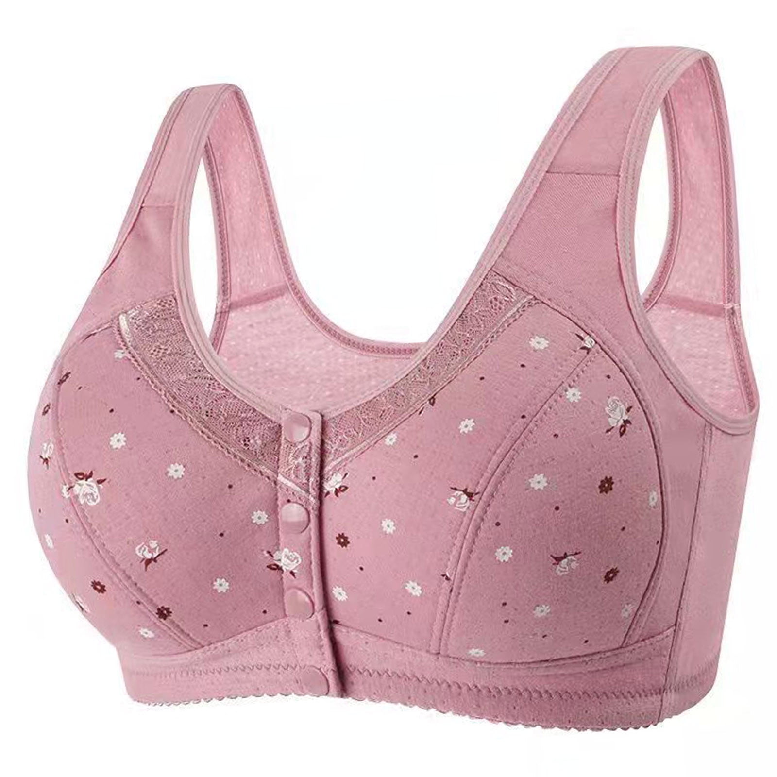 yievot 5 Pack Front Closure Bras for Womens Bras Front Snaps Seniors Snap Front Bra Older Women Comfort Everyday Bras Wireless Push Up Bra