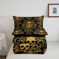 thumbnail image 5 of Manfei Abstract Skull Comforter Sets Queen Size,Bohemian Damask Bedding Queen Comforter Set,Gothic Style Comforters & Duvets,Breathable Halloween Room Decor,Reversible,3 Pieces, 5 of 8
