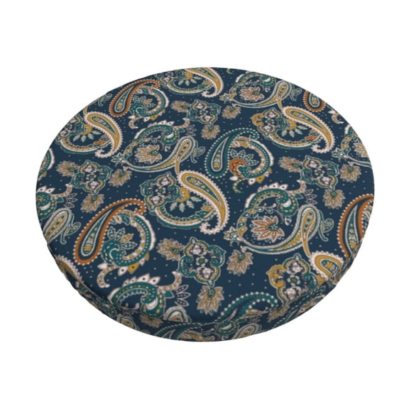Logiee Indian Paisley 2 Print Stool Covers Round,Bar Stool Covers,Watedrproof Stool Slipcover with Elastic,Stool Cushion,Round Bar Stool Seat Covers for Bar Round Chair-12 inch
