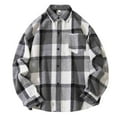 thumbnail image 2 of Mens Shirts Mens Plaid Flannel Long Sleeve Plaid Button Down Casual Collared Shirt Cotton Blend with Pocket, 2 of 9