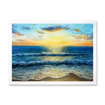 Designart 'Sunrise Glow On The Ocean Waves I' Nautical & Coastal Framed Art Print