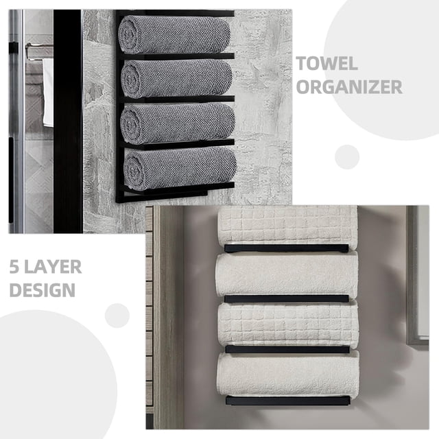 IDEANATEGRATE Estante Organizador De Toallas De Negro Con 5 Niveles Para Espacio Eficiente