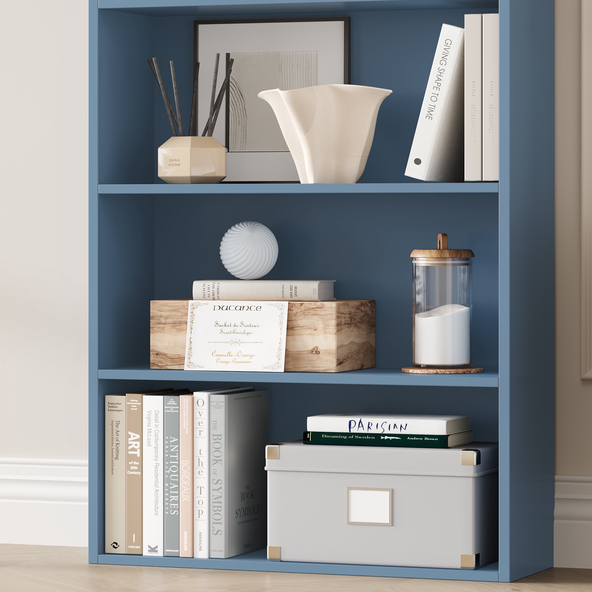 Homfa 82" Tall Bookcases Set of 2, Freestanding Display Storage Shelves, 7-Tier Open Bookshelf for Home Office Living Room Bedroom, Blue