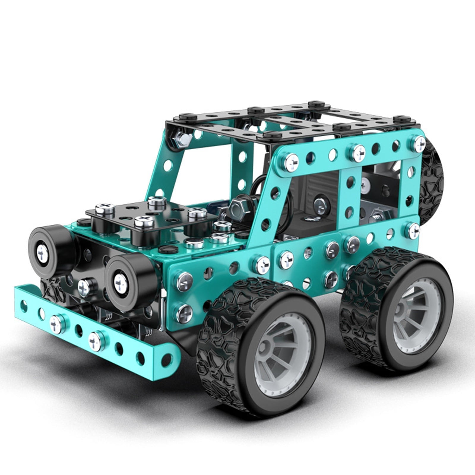 Blue Metal Building Car Model Kit For Kids Diy Assembly Erector Set With 190 Pieces Educational Stem Toy For Boys Ages 8-12