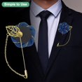thumbnail image 4 of Rose Brooch Pin Cloth Flower with Gold Leaf Brooch, Lapel for Men Wedding Accessories, 4 of 5