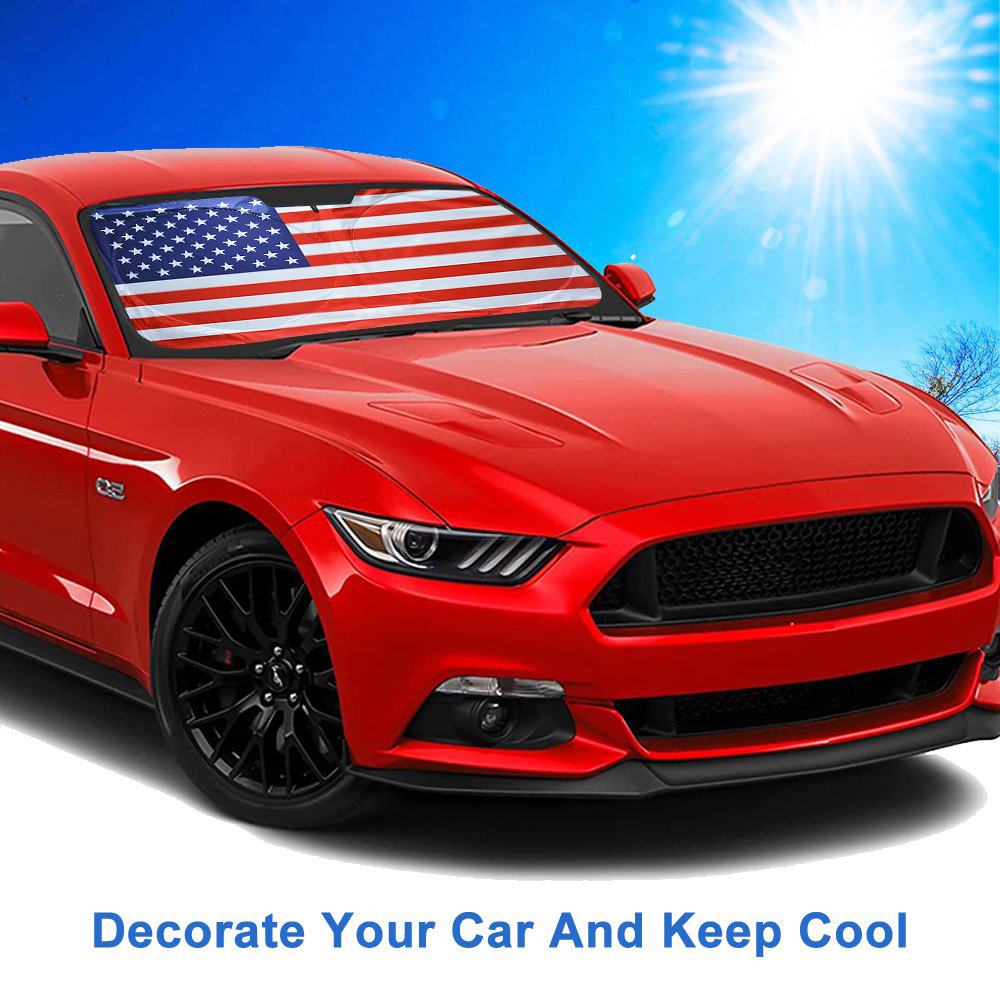 Homeya Car Sun Shade with American Flag Design, 59"x33.4" photo 5