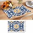 thumbnail image 6 of Blue Morocco Placemats Set of 12 Boho Geometric Antique Oriental Pattern Place Mats Indoor Wipeable Table Mats Washable Cloth Dining Table Placemats for Kitchen Holiday Party Home Decor 13x19 Inch, 6 of 9