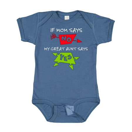 

Inktastic If Mom Says No My Great Aunt Says Yes Gift Baby Boy or Baby Girl Bodysuit