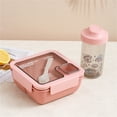 thumbnail image 2 of Pompotops 1100ML Portable Plastic Partition Integrated Lunch Box, Multi-functional Light Food Bento Box With Chopsticks Spoon and Water Bottle, 2 of 7