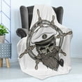 thumbnail image 4 of Skull Soft Flannel Fleece Throw Blanket, Captain Pirate in Sailor Hat Beard and Nautical Theme Print Nautical, Cozy Plush for Indoor and Outdoor Use, 60" x 80", White Brown Grey, by Ambesonne, 4 of 5