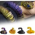thumbnail image 3 of 3D Printed Snake Animal Toys - Movable Joint Snake Pet, Adult Fidget Toys for Home Office Decor (17.7' Gold), 3 of 6