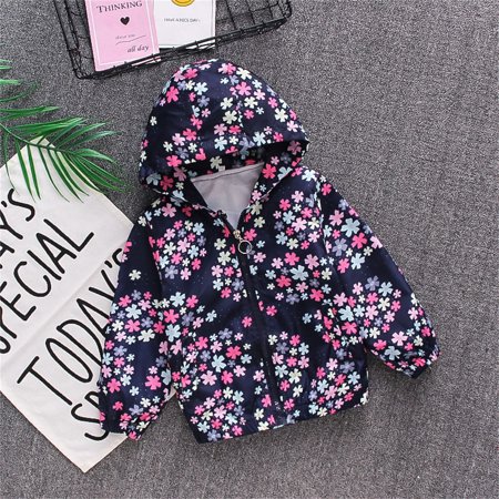

DENGDENG Toddler Baby Child Children Kids Hooded Zip Up Jacket Cartoon Printed Long Sleeve Jacket Winter Warm Pockets Outerwear 2Y-8Y