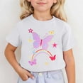 thumbnail image 2 of Zszcpp Toddler Girl Graphic Teens Active Rainbow Butterfly Printed Softable Short Sleeved Basic Round Neck Tshirts Blouse Girls Tops, 2 of 4