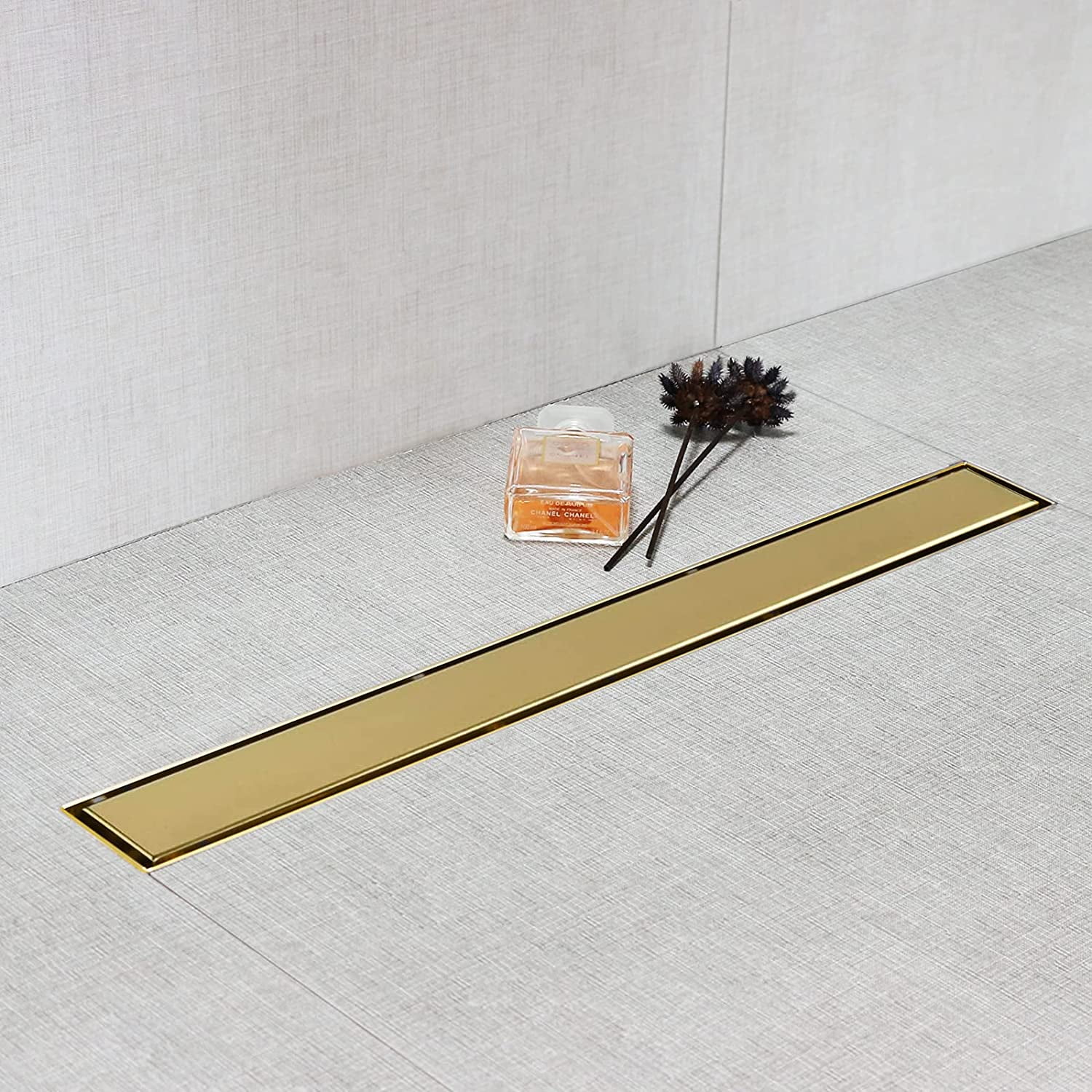 Linear Shower Drain, Gold Shower Drain 24 inch with 2 in 1 Tile Insert