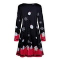 thumbnail image 2 of Womens Christmas Dresses Long Sleeve Casual V-Neck Cocktail Floral Dresses Party A Line Xmas Midi Party Holiday Swing Dress, 2 of 10
