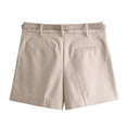 thumbnail image 6 of Womens Fashion Dressy Shorts Belted High Waisted Shorts Loose Casual Work with Pockets Khaki M, 6 of 9