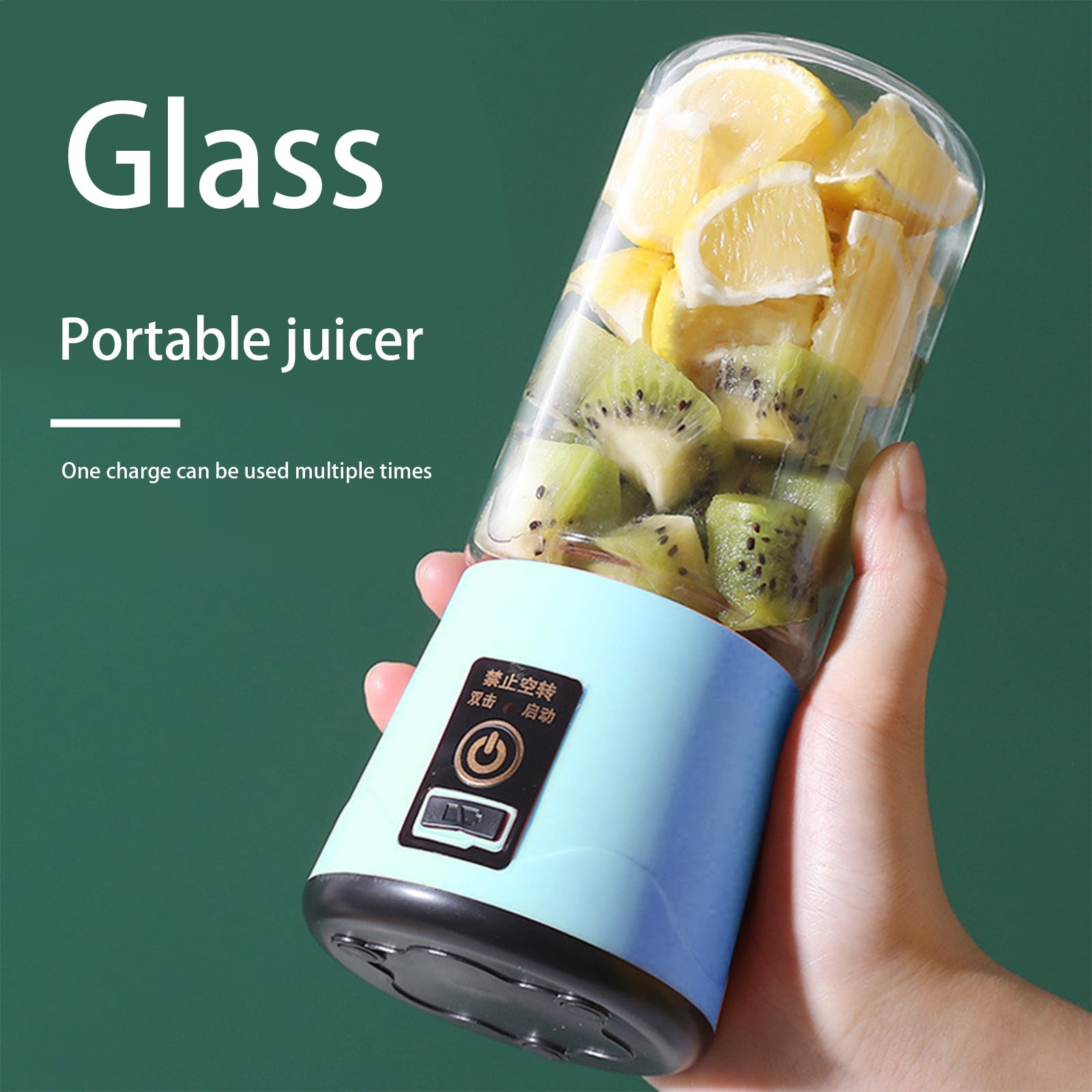 Portable Electric Juicer Cup, USB Rechargeable Mini Blender Bottle Wireless Fruit Mixer Smoothie Maker Leak Proof Travel Juice Machine Personal Drink Blender Cup Kitchen Juicer