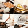 thumbnail image 2 of Unique Bargains 2pcs Silicone Heat-Resistant and Waterproof Oven Mitts Beige 10.8" x 8.1", 2 of 7
