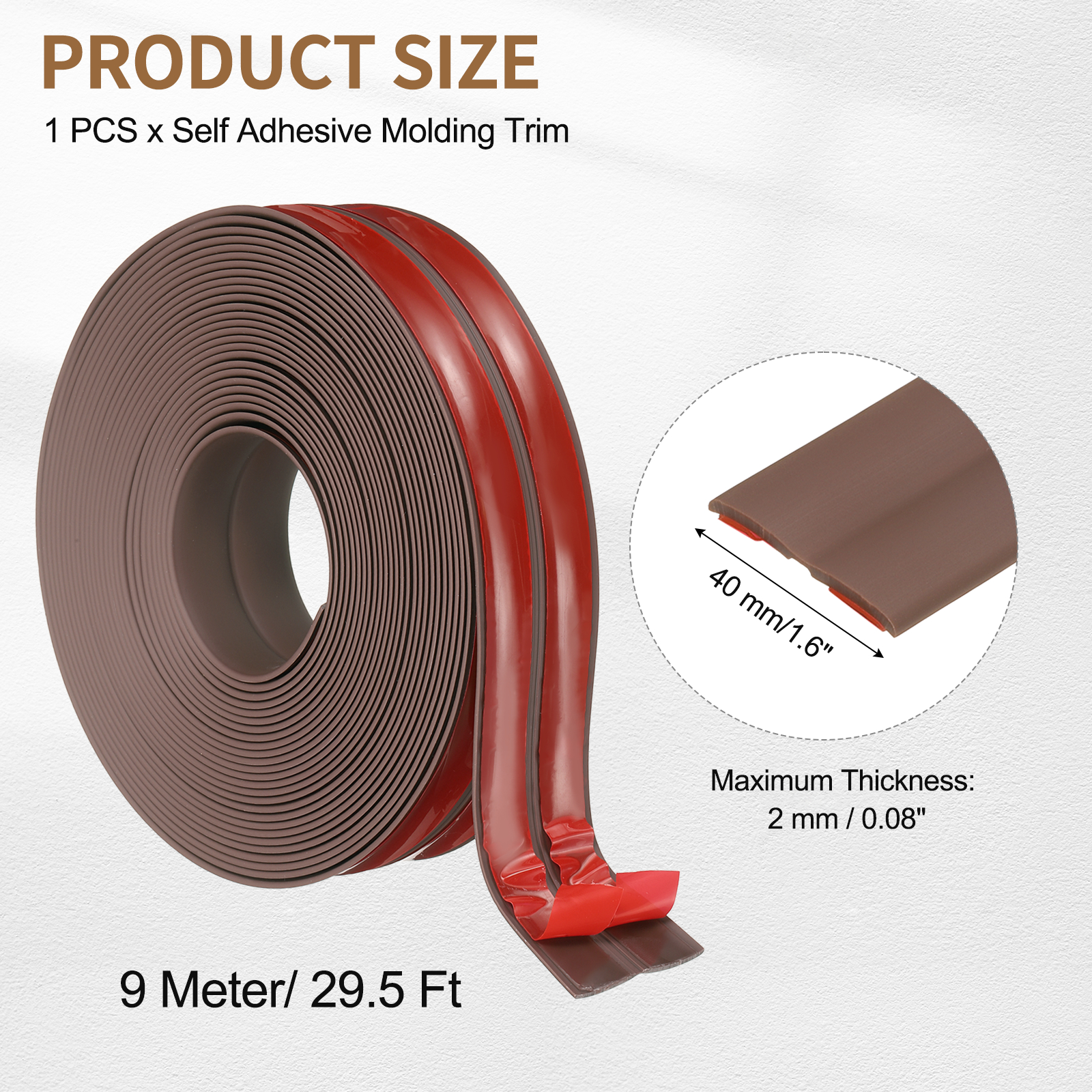 Uxcell Protector 1.6"x29.5 ft Self Adhesive Guard Brown for Wall Table Floor
