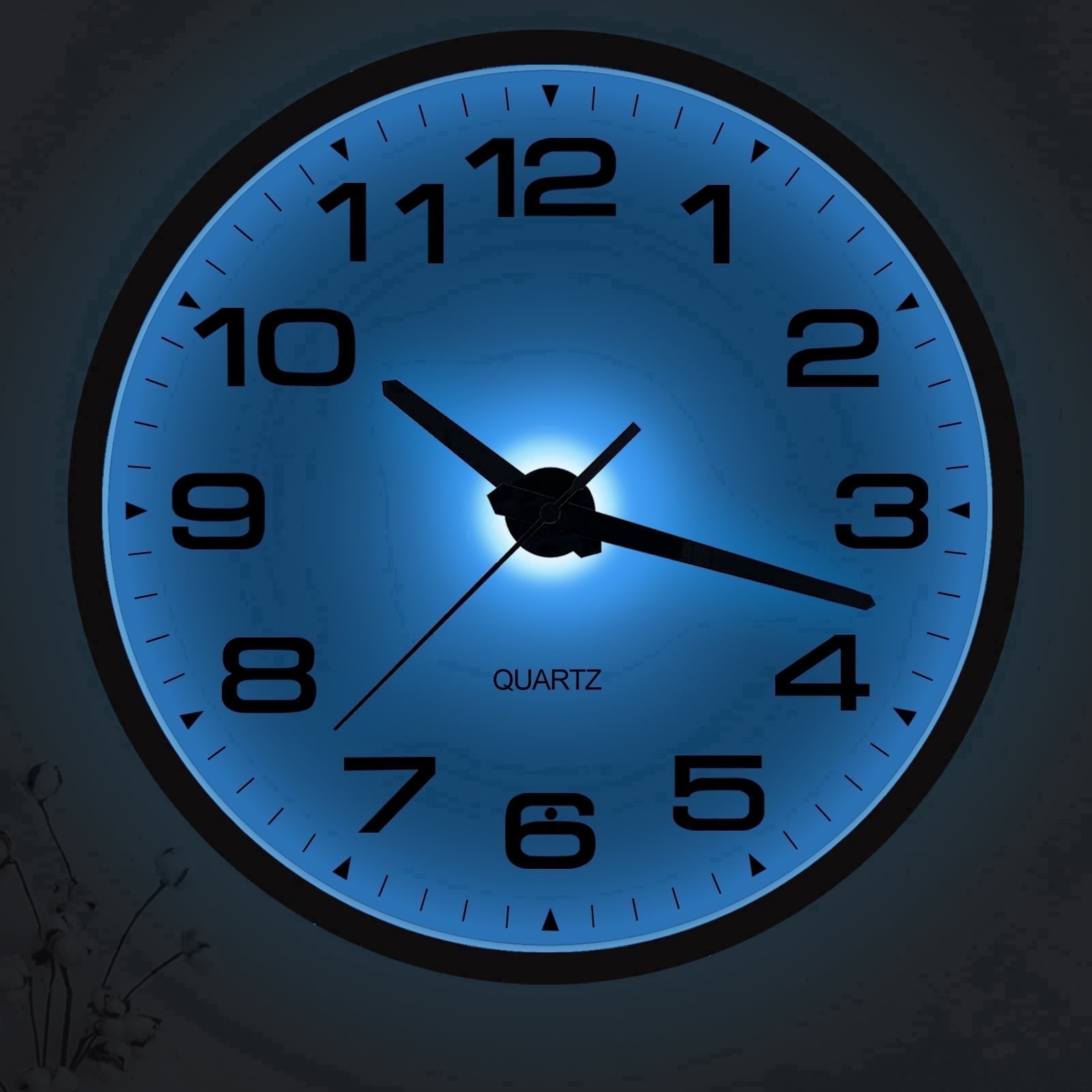 JoFomp Lighted Wall Clocks Battery Operated, 12 Inch Wall Clock for Bedroom Night Glow, Light Up Wall Clock Silent, Glow in The Dark Wall Clocks for Living Room Decor, Light Sensor - Auto Lighting