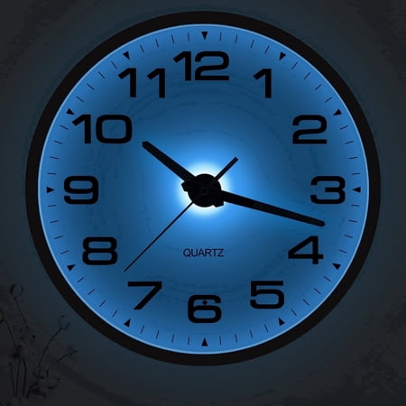 JoFomp Lighted Wall Clocks Battery Operated, 12 Inch Wall Clock for Bedroom Night Glow, Light Up Wall Clock Silent, Glow in The Dark Wall Clocks for Living Room Decor, Light Sensor - Auto Lighting