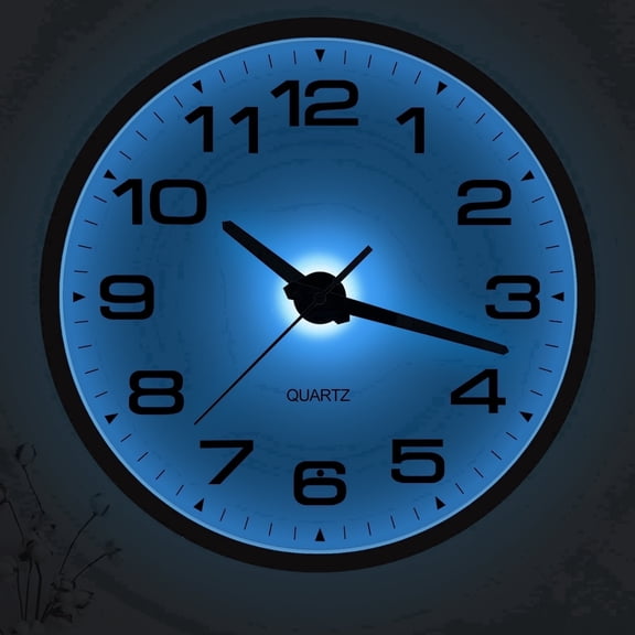 JoFomp Lighted Wall Clocks Battery Operated, 12 Inch Wall Clock for Bedroom Night Glow, Light Up Wall Clock Silent, Glow in The Dark Wall Clocks for Living Room Decor, Light Sensor - Auto Lighting