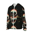 thumbnail image 2 of Daiia Glitch Screaming Skull UPF 50+ Sun Protection Hoodie Jacket Lightweight Long Sleeve Sun Shirt for Women Men with Pocket Hiking Outdoor-Large, 2 of 9