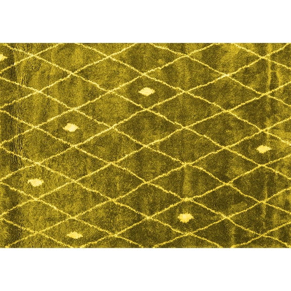 Ahgly Company Machine Washable Indoor Rectangle Persian Yellow Traditional Area Rugs, 5' x 7'