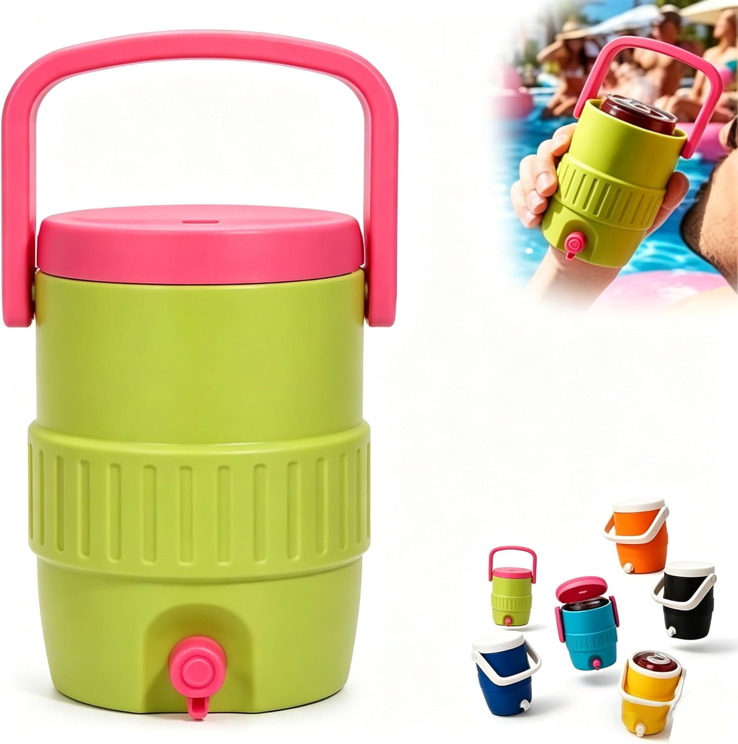 Standard Can Drink Holder, 12oz, 3D Printed Insulated - Slim & Standard Can Sleeve for Beach, Soda Beer (green)
