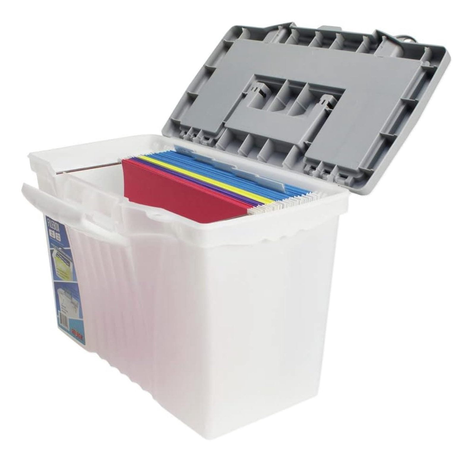 Portable File Box with Organizer Lid Legal/Letter